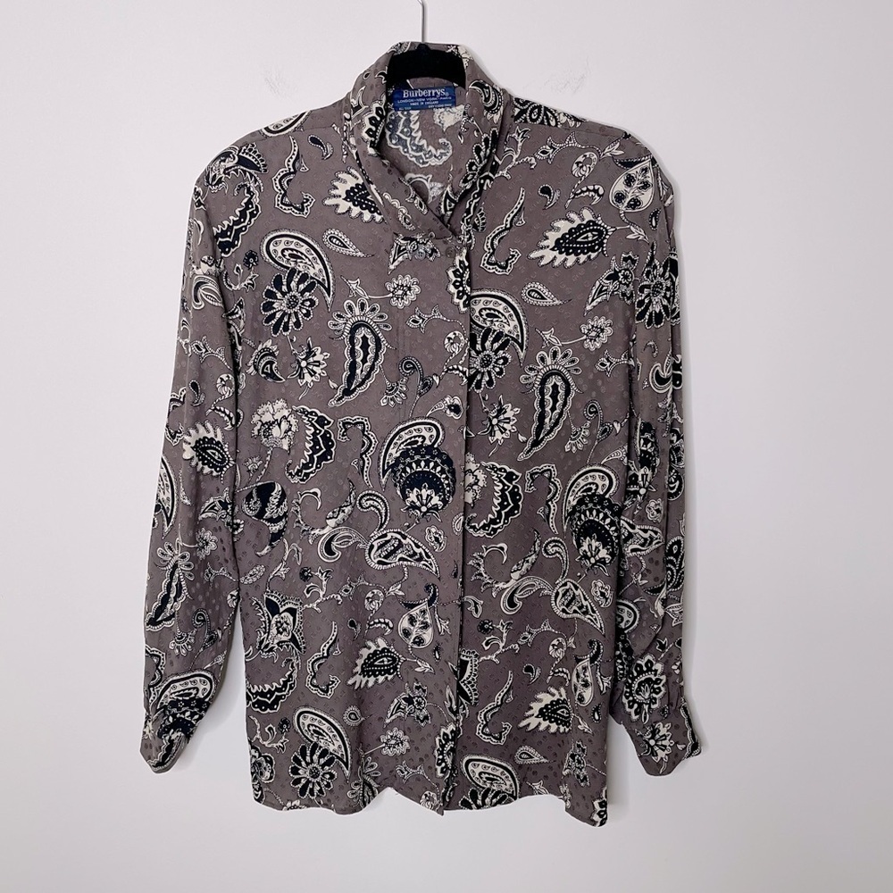 VTG Burberrys Regular Fit Paisley‎ Silk Shirt Y2K quiet luxury